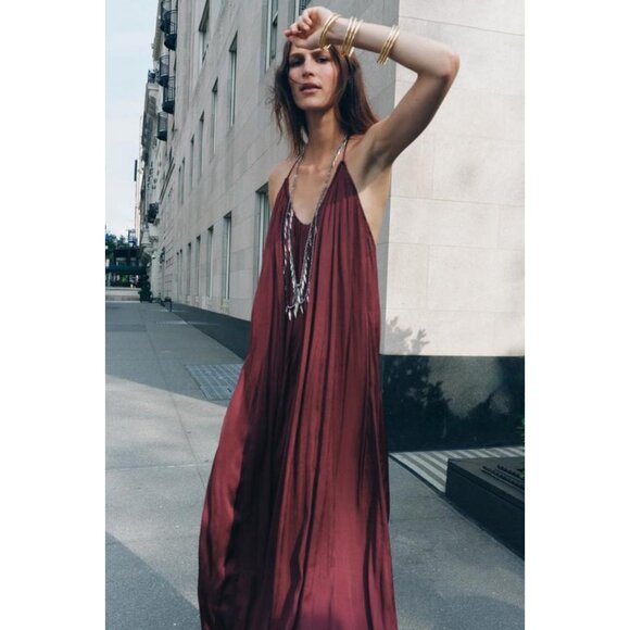 ZARA ZW COLLECTION LONG SATIN DRESS - Picture 9 of 14